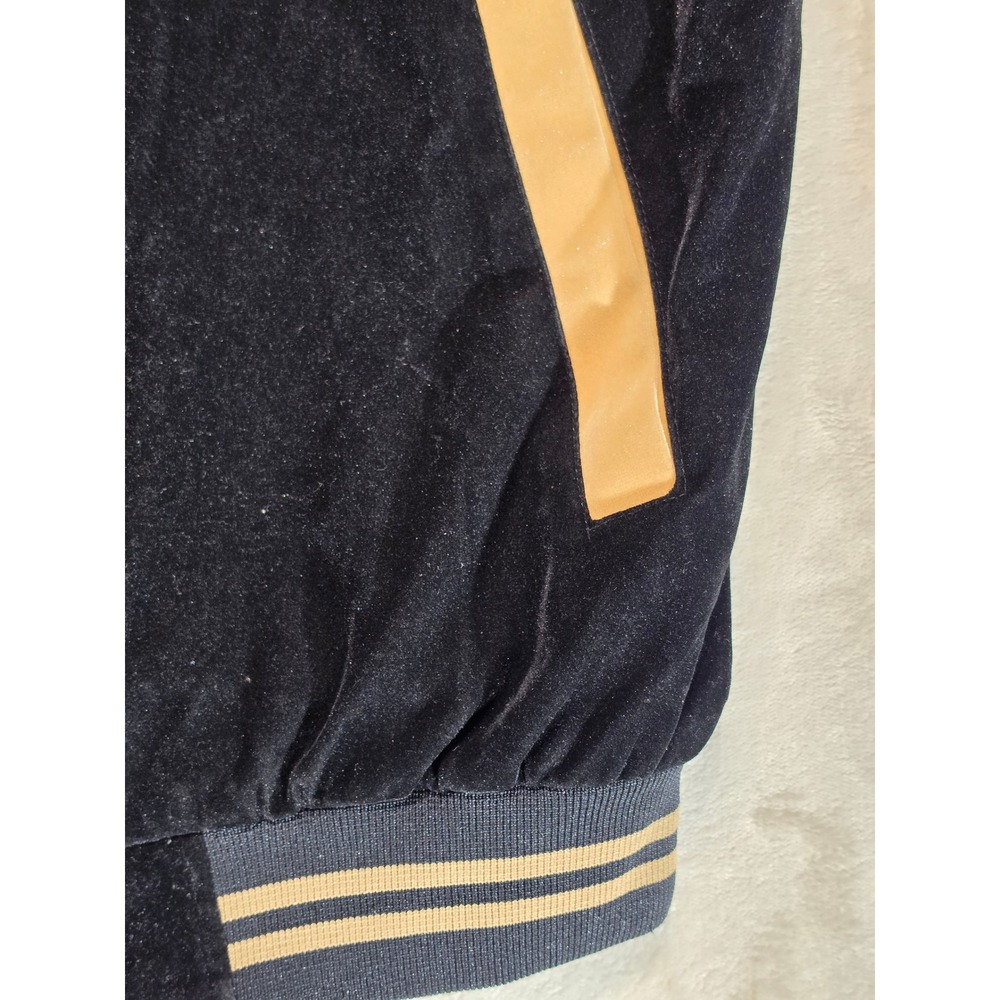 Vintage Lulu Las Vegas Velvet Bomber Jacket Mens Black Tan Varsity Full Zip S - Picture 7 of 9